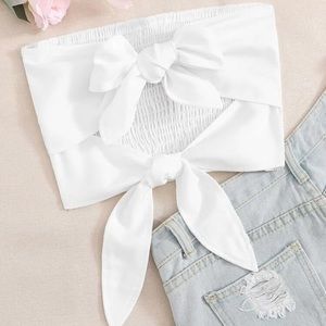 White Tie Front Tube Top